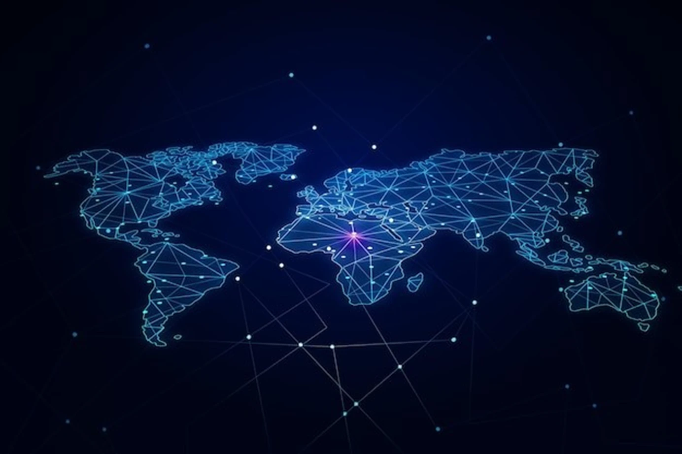 Global network map representing Swiss education expansion and international investment projects